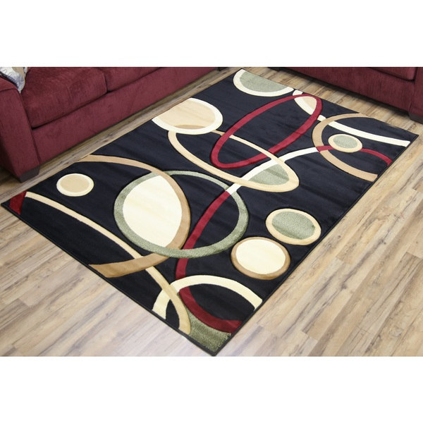 Machine-Made Rosa 8654 Black Polypropylene Area Rug (8'X11') - 8'X11'