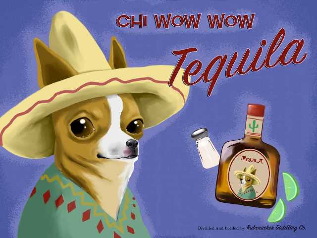 Tangletown Fine Art Chi Wow Wow Tequila by Brian Rubenacker Poster Frame - 16 X 21 X 1.5 in.