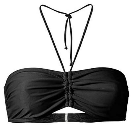 CLZOUD Bikini Bra Set Black Scuba Women S Summer Mix & Match Plain Bikini Bandeau Top Swimwear Beachwear Xxxxl