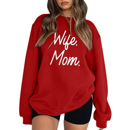 GWAABD Zipper Sweatshirts for Women Funny Letter Patten for Womens Loose Top Print Series Shoulder Sleeve Hoodless Pullover Sweatshirt Sweater