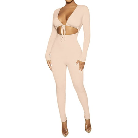 GWAABD Women S Bodycon Jumpsuit Zip up Womens Bodycon Jumpsuit Long Sleeve High Waist Romper Clubwear