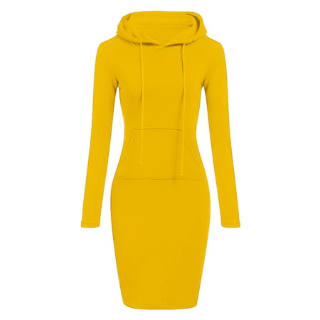 GWAABD Simple Dresses for Women Hooded Sweatershirt Patchwork Solid Casual Sleeve Long Womens Long Dress Neck O Women S Dress