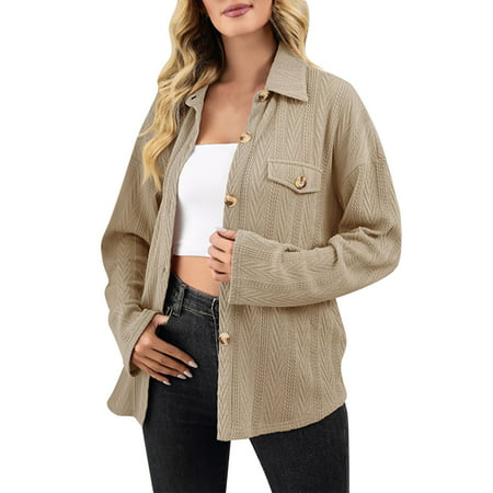 GWAABD Womens Sweat Shirts Fall 2021 Women Clothes the New Coats Casual Street Button Loose Long Sleeved Corduroy Tops Jacket Coat