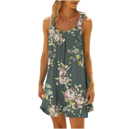 Ersazi Summer Dresses for Women 2023 Women S Beach Dress Bikini Beachwear Coverups Casual Vacation Short Summer Halter Dresses Fashion Sleeveless Flor