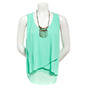Juniors My Michelle Pleated Blouse & Necklace S, Mint