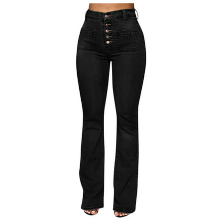 GWAABD Embroidered Jeans for Women Length Jeans Slim Bell Jeans Jeans Waist Pants Flare Mid Women Women S Jeans