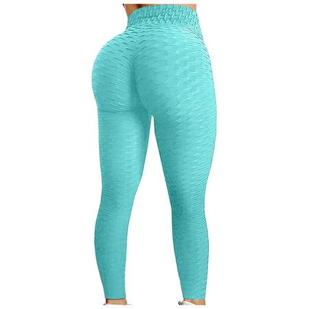 CLZOUD Women Yoga Pants Mint Green Polyester Women S Bubble Lifting Exercise Fitness Running High Waist Yoga Pants Xxxl