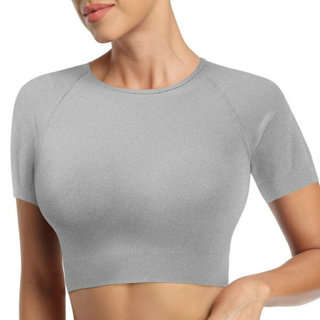 GWAABD Solid Color Long Sleeve Shirts for Women Womens Open Back Tee Tops Workout Backless T Shirt Top