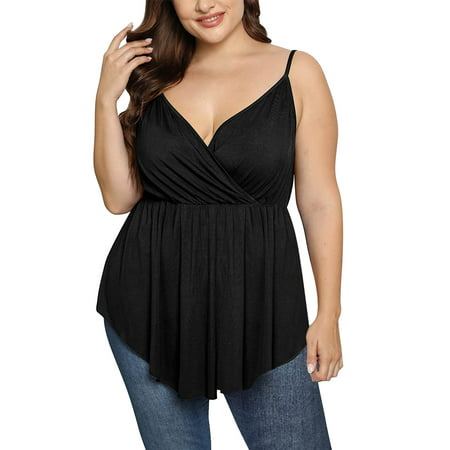 CLZOUD Womens Business Tops and Blouses Black Women Plus Size Summer Casual V Neck TShirts Loose Sleeveless Tops Tunic Blouse Xxxxxl