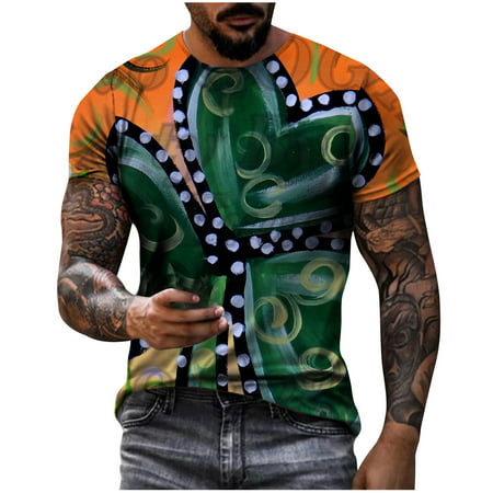 Penkiiy St. Patrick S Day Men S Unisex Daily T Shirt 3D Print Graphic Prints Short Sleeve Tops Casual Blouse T-shirts L White on Clearance