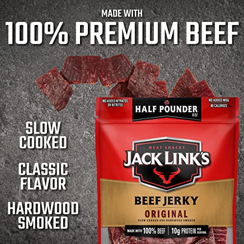 Jack Link's Beef Jerky, Original, 1/2 Pounder Bag - Flavorful Meat Snack, 10g of Protein and 80 Calories, Made with Premium Beef - 96% Fat Free, No Ad thumbnail