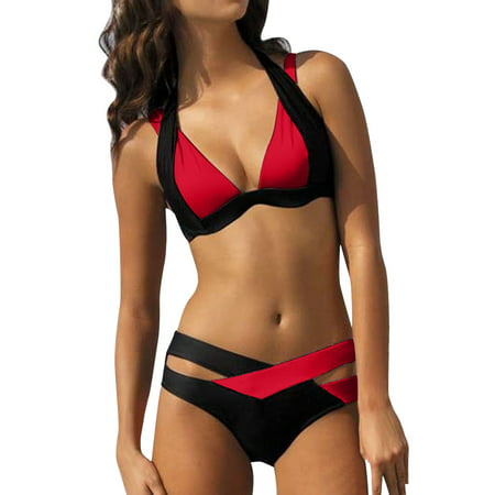 GWAABD Twist Front Bikini Set Women S Two Pieces Crochet Lace High Waist V Neck Bikini Set Swimsuit