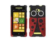 Nextkin Red Ladybug with Full Crystal Bling Stones Plastic Hard Cover Case for Htc Windows Phone 8x Zenith 6990