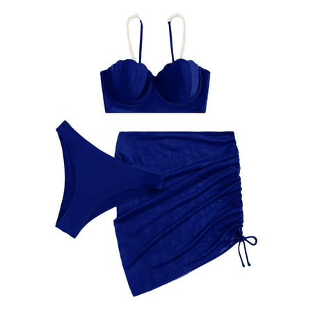 GWAABD Gifts for Women Set Women S 3 Piece Bikini Bathing Suit Halter Pearl String Triangle Swimsuit