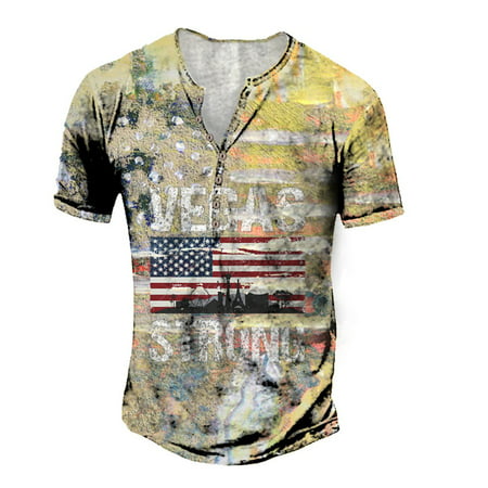 Independence Day Mens T Shirts Fashion Casual Fasten 3D Digital Printing Short Sleeve Top Stars and Stripes 4th of July Graphic Tees for Men White L