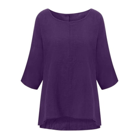 GWAABD Trendy Tops Women Women Shirt Cotton Blend Three-Quarter Sleeve Casual Stylish Top Shirts
