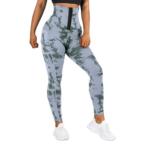 GWAABD Womens Bootcut Jeans Mid Rise Print Tie Dye Plus Size Waist Trainer Hooks Pants with Pocket Yoga Pants