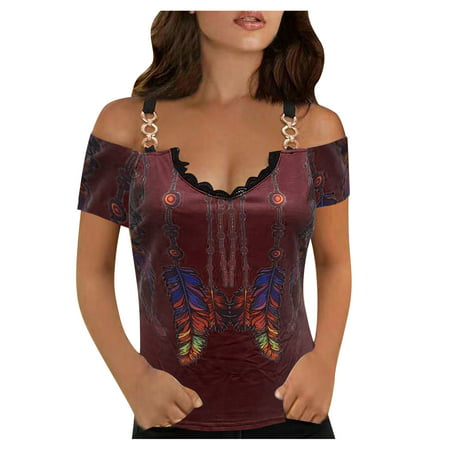 GWAABD High Neck Tops for Women Tee Top for WomenLace Party Fashion Stylish Top