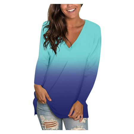 GWAABD Womens Long Sleeve Workout Shirt Women S Blouse Loose PartiesBasic Blouse