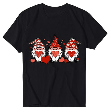 GWAABD Lady Tops Short Sleeve Blouse T-Shirt Day Womens Tops Printed Valentine S Women S Blouse