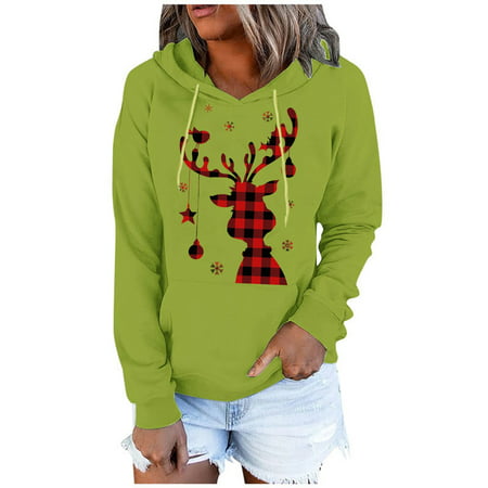 GWAABD Womens Collared Sweater Womens Casual Hoodie Cute Animal Print Sweatshirt Long Sleeve Drawstring Sweatshirt Top Hoodie Sweatshirt