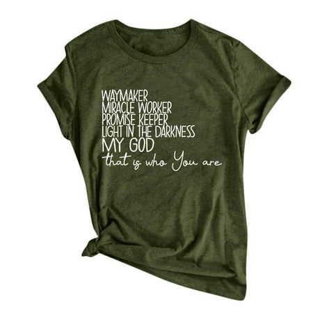 CLZOUD Women S Summer T Shirt Green Women Casual Letter Printing Short Sleeves O-Neck Loose T-Shirt Blouse Tops Xxl