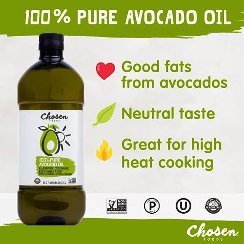 Chosen Foods 100% Pure Avocado Oil  Keto and Paleo Diet Friendly  Kosher Oil for Baking  High-Heat Cooking  Frying  Homemade Sauces  Dressings and Mar thumbnail