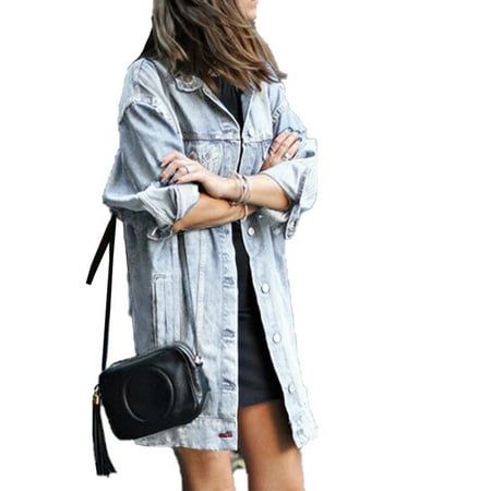 GWAABD Pea Coat WomenWomen Sweater Vest Tops Outcoat Outwear Pockets Fashion Plus Long Jean Women Size Denim Sleeve Women S Coat