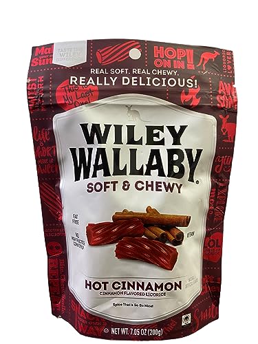 Wiley Wallaby  Hot Cinnamon Licorice Candy  Vegan  Fat Free  No High Fructose Corn Syrup 7.05 Oz 200g 2 Pack
