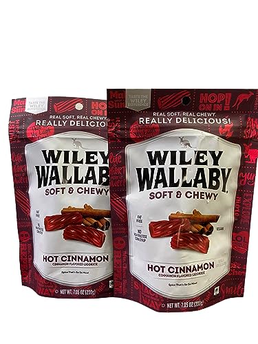 Wiley Wallaby  Hot Cinnamon Licorice Candy  Vegan  Fat Free  No High Fructose Corn Syrup 7.05 Oz 200g 2 Pack thumbnail