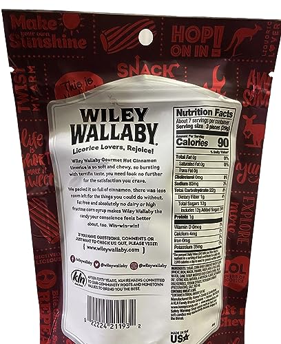 Wiley Wallaby  Hot Cinnamon Licorice Candy  Vegan  Fat Free  No High Fructose Corn Syrup 7.05 Oz 200g 2 Pack thumbnail