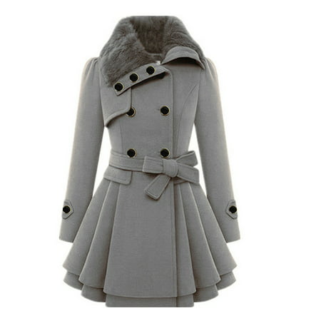 GWAABD Tan Trench Coat Women Women Windbreaker Warm Outwear Button Closure Asymmetrical Hem Cloak Coat