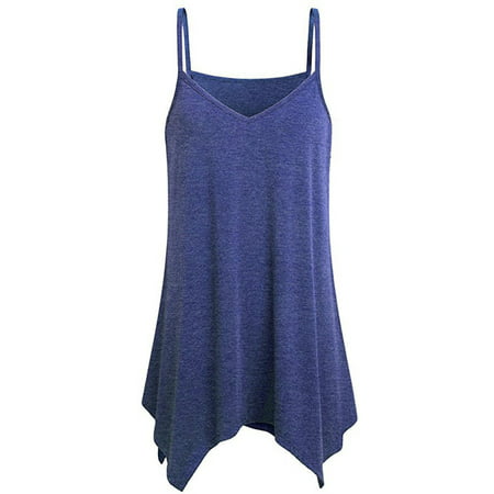 GWAABD Notch Neck Tank Top Women Irregular Summer Loose V Neck Cami Tank Tops Vest Blouse