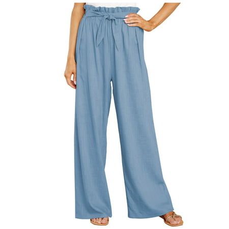GWAABD Stretch Dress Pants for Women Waist Casual Printed Pocket Elastic Women S Patch Pants Retro Flower Pants