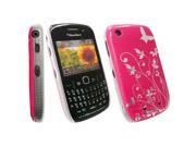 Kit Me Out Usa Plastic Clip-on Case + Screen Protector with Microfibre Cleaning Cloth for Blackberry 8520 8530 and 9300 9330 3g - Pink Flowers
