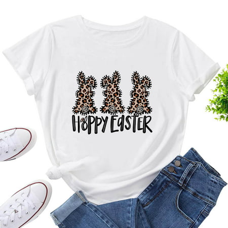 CLZOUD Woman Elegant Casual Blouse White Womens Fashion Casual Short Sleeve Print T-Shirt Top Blouse