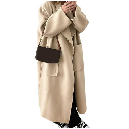 GWAABD Leopard Coat for Women Women S Coat Trench Coat Wool Autumn Solid Color Fashion Temperament Long Style Long Sleeve Casual Trench Coat