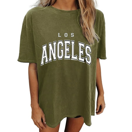 GWAABD Plus Size Boho Dress Women S Short Sleeve Crew Neck Lettered Printed T Shirt Top Casual Loose Shoulder T Shirt Blouse