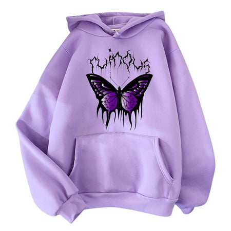 GWAABD Graphic Sweatshirts Women S Print Long Sleeved Sweatshirt Blouse Pullover Solid Color Hooded