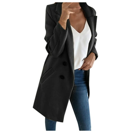 GWAABD Women S Fuzzy Single Button Lapel Collar Long Outerwear Coat Elegant Wool Woman Coat Blend Female Long Slim Jacket Coats Long Women S Coat