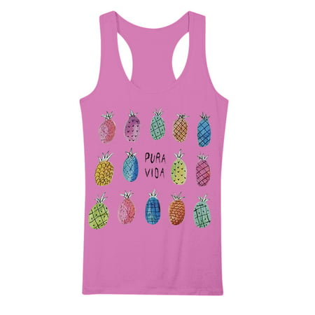 CLZOUD Trendy Tiny Tops Pink Women Summer Fashion Sleeveless Pineapple Printing Shirts Casual Tank Tops Xl