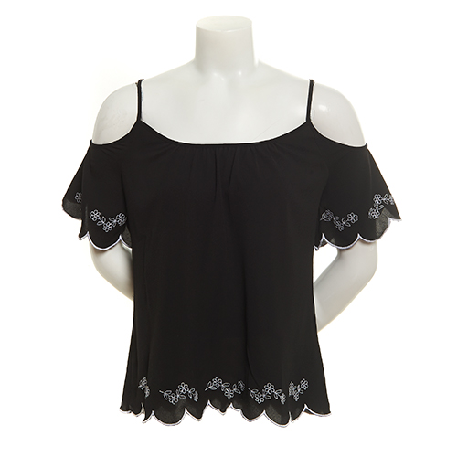Juniors Heart Soul Cold Shoulder Scallop Hem Top L, Mint/white