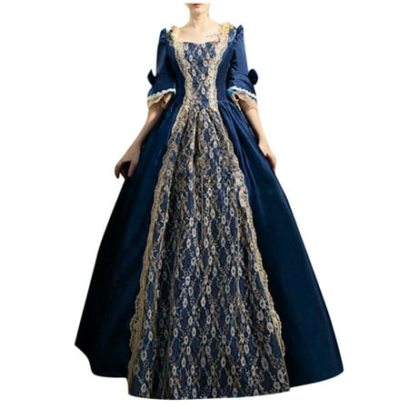 GWAABD Womens Green Dress Princess Dress Sleeve Womens Gothic Retro Dress Vintage Half Court Women S Dress
