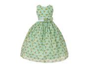 Big Girls Mint Floral Pattern Bow Accent Junior Bridesmaid Dress 16