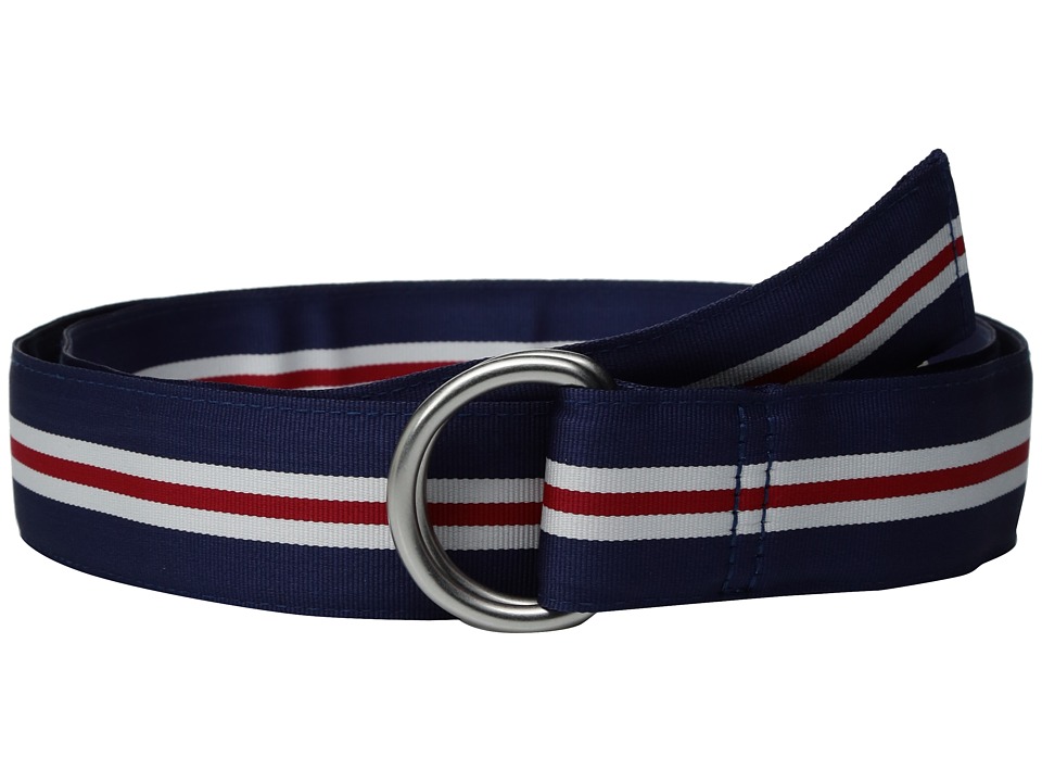 Vineyard Vines - Pop Stripe Ribbin D-ring Belt (deep Cobalt) Men's Belts
