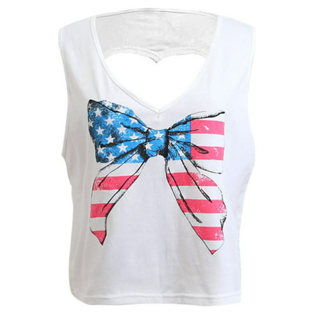 CLZOUD Women Plus Size Camisole White Cotton Bow Print Backless Short Backless Navel Dress Back Love Undershirt Fashion Undershirt Xl