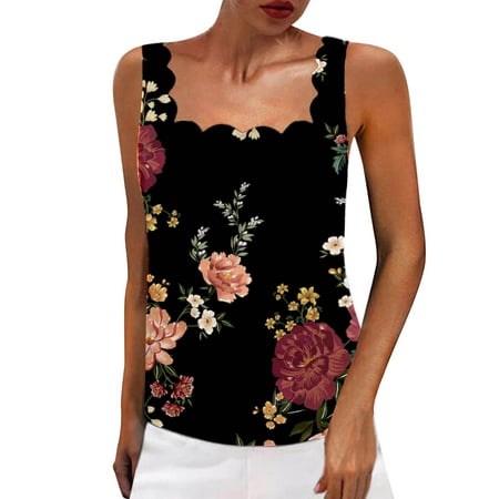 GWAABD Crew Neck Halter Crop Tank Women Casual Shirt Summer Sleeveless Top Lace Top Square Neck Casual Printed Sleeveless Tank Top
