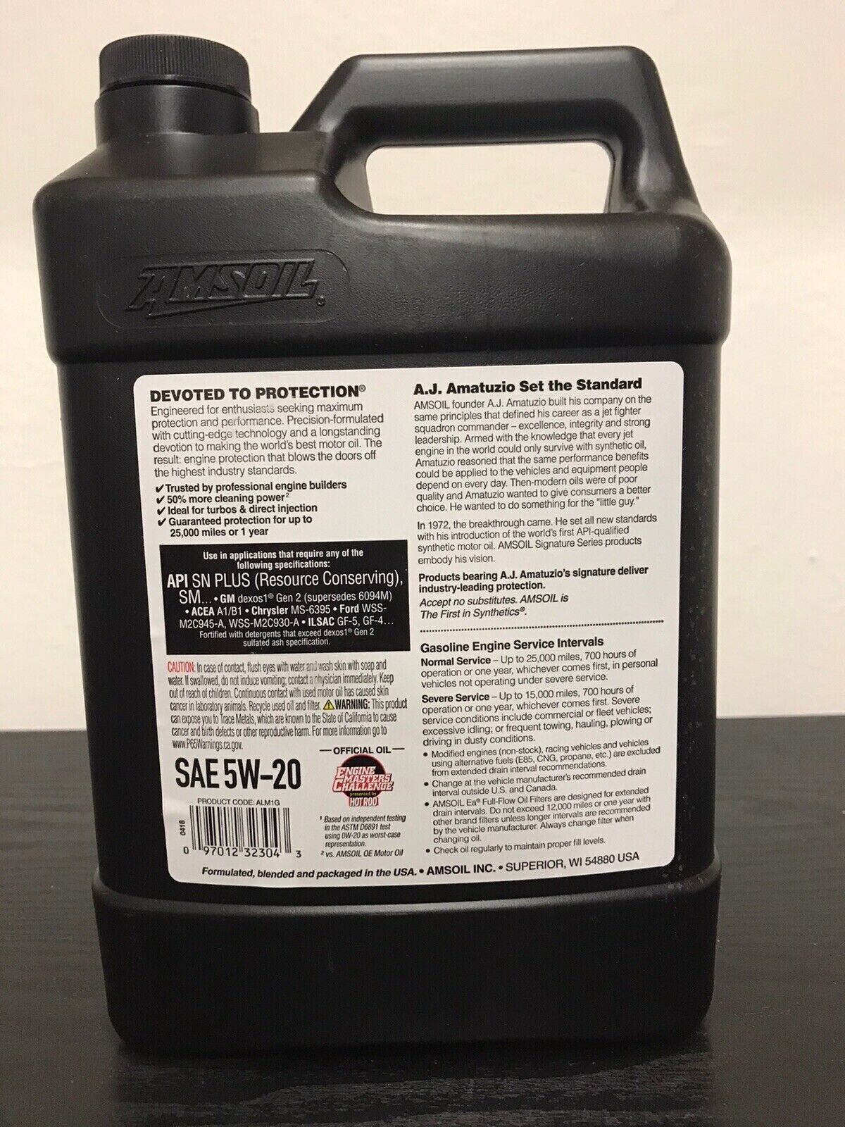 Amsoil Signature Series 5W-20 Synthetic Motor Oil (1 Gallon) 25K Mile thumbnail