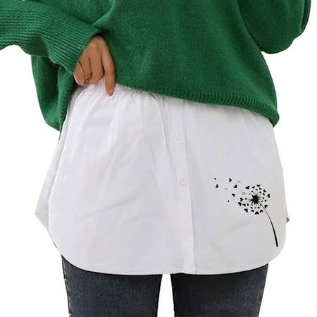 CLZOUD Women S Dresses Casual White Women S Mini Underskirt Lower Skirt Sweep Shirt Extension Skirt with Buttons Shirt Extension Layering Top Bottom X