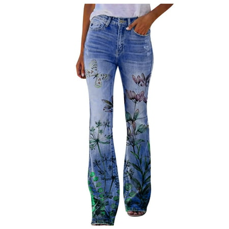 GWAABD Graduated Color Yoga Pants Women S Long Multiple Choice Printed Casual Loose Pants Comfortable Micro Flared Pants